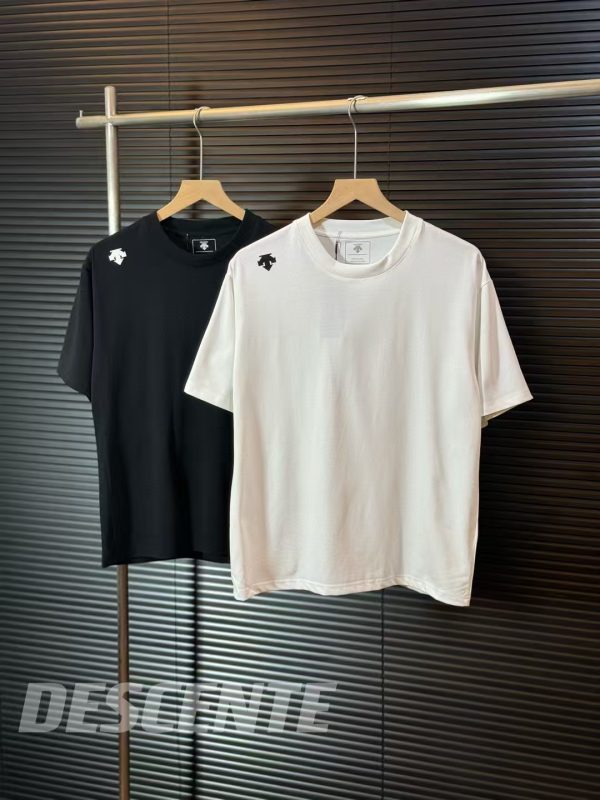 Luxury Descente Short Sleeves Black Cotton Minimalist Collection