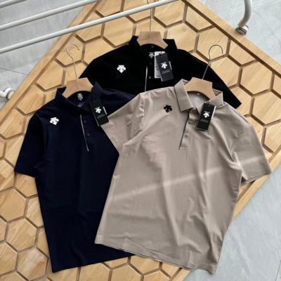 Luxury Descente Polo Shirt Black Silk Breathable Style