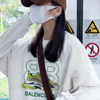 Luxury Balenciaga Sweatshirts Black Fleece Logo Style