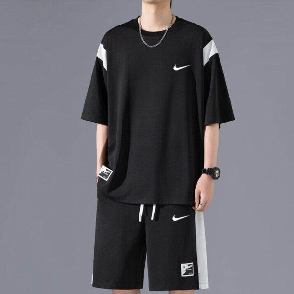 Luxury Nike Short-Sleeved Shirt Black Plaid Style