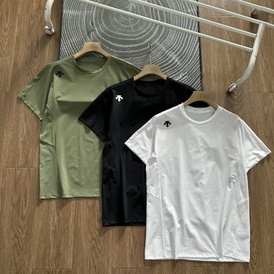 Luxury Descente Short Sleeves Black Cotton Logo Style