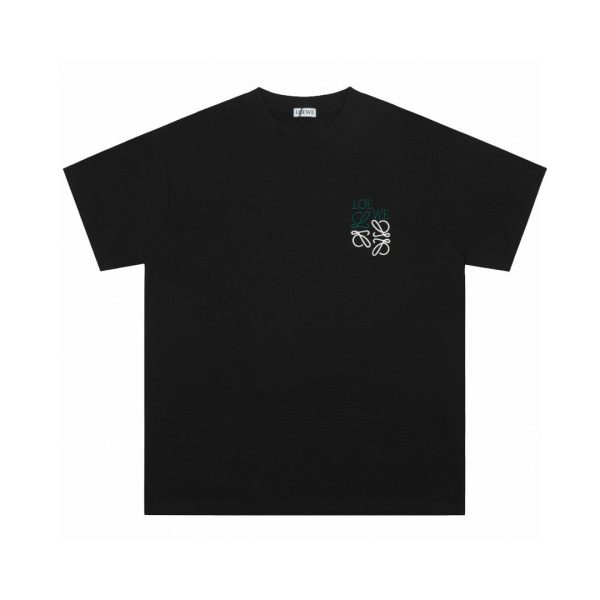 Best Selling Loewe Short Sleeves Black Cotton Embroidered Collection