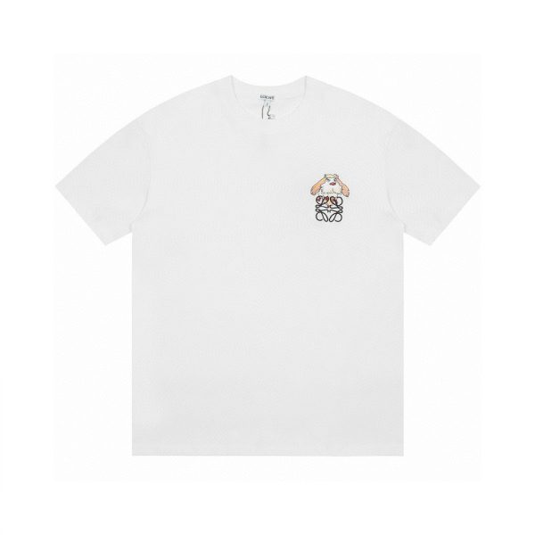 Premium Loewe Short Sleeves Gray Cotton Embroidered Style