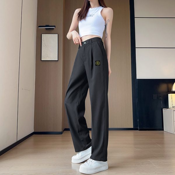 High Quality Stone Island Casual Pants Black Solid Luxury