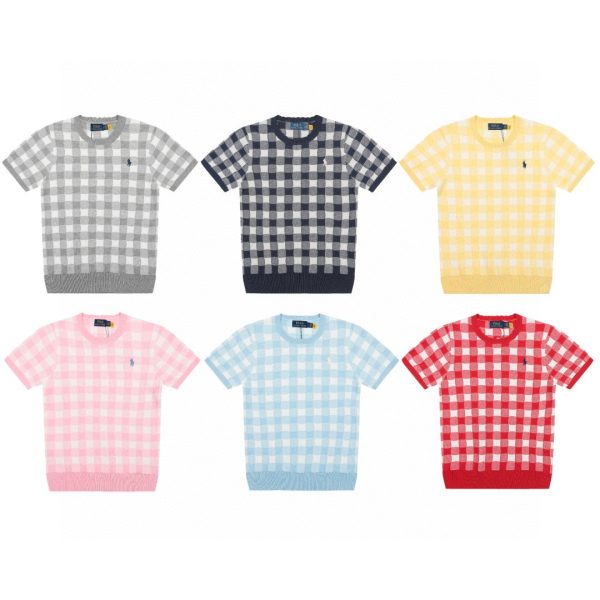 Premium Ralph Lauren Short Sleeves Navy Knit Plaid Style