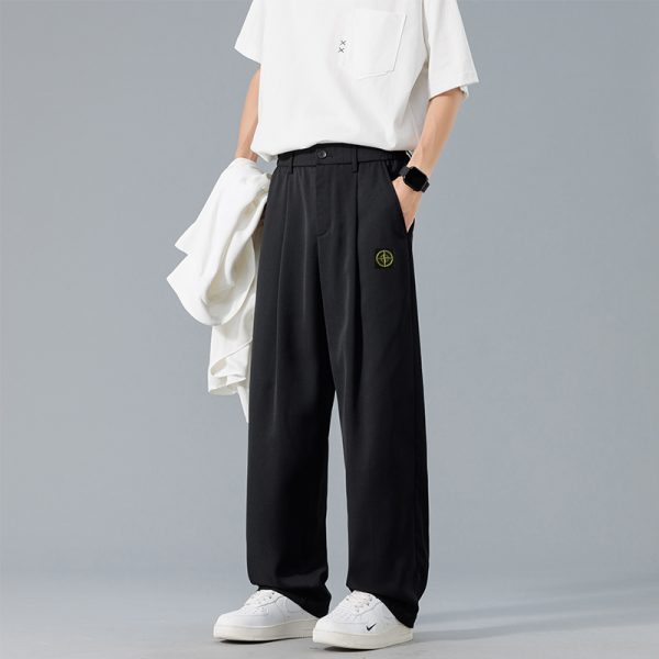 Premium Quality Stone Island Casual Pants Black Solid Luxury