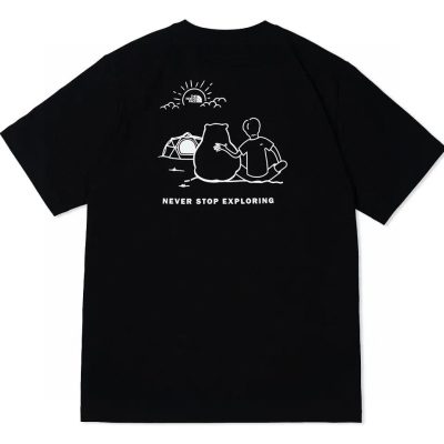 Premium The North Face Short Sleeves Black Cotton Print Luxury