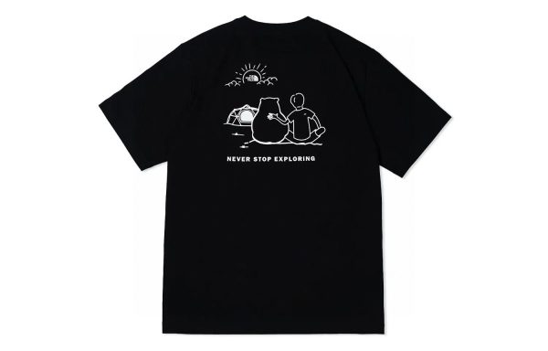 Premium The North Face Short Sleeves Black Cotton Print Luxury