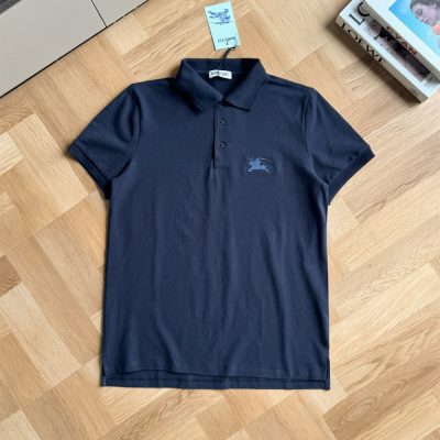 High Quality Burberry Short Sleeves Black Cotton Embroidered Collection