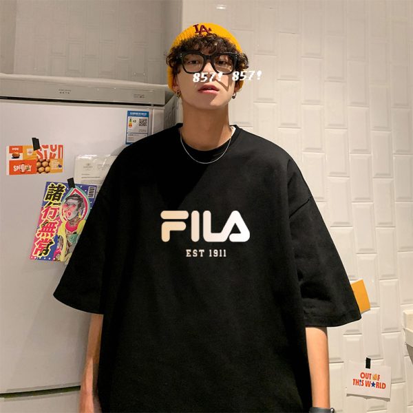 Premium Quality Fila Short Sleeves Black Cotton Luxury