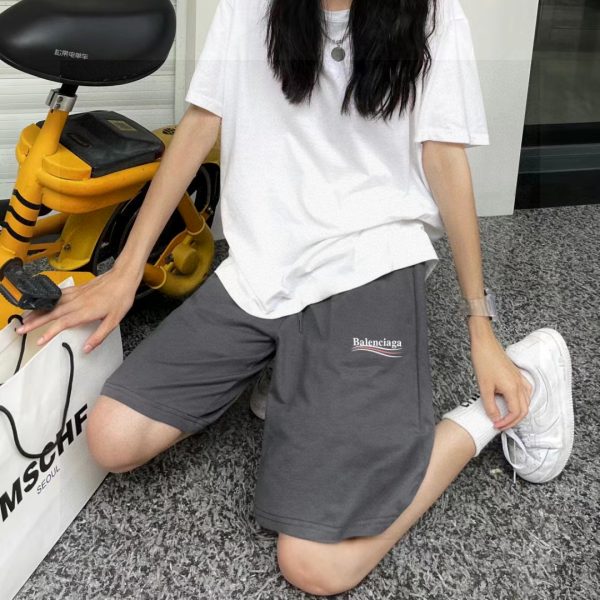 High Quality Balenciaga Shorts Black Cotton Print Luxury