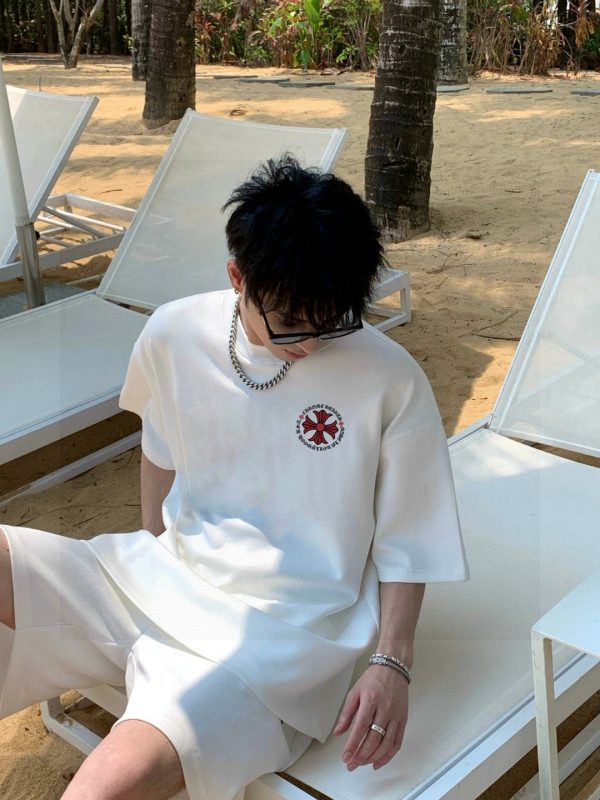 High Quality Chrome Hearts Short Sleeves Gray Cotton Logo Style