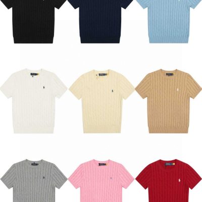 Best Selling Ralph Lauren Short Sleeves Black Knit Solid Style