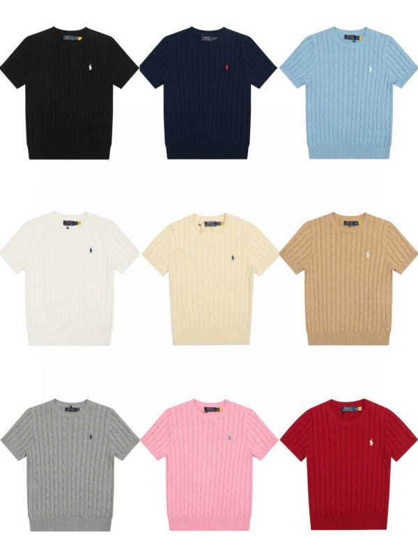 Best Selling Ralph Lauren Short Sleeves Black Knit Solid Style