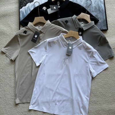 Luxury Descente Short-Sleeved Shirts Black Silk Breathable Luxury