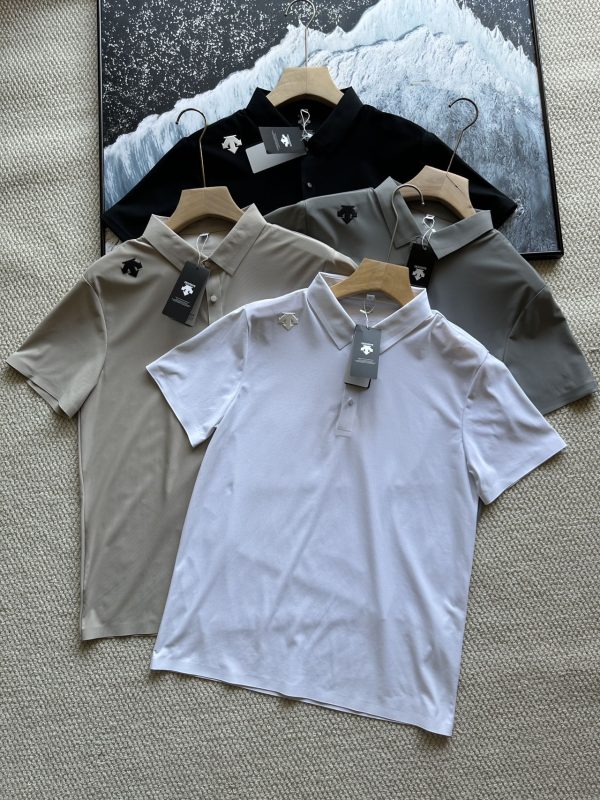 Luxury Descente Short-Sleeved Shirts Black Silk Breathable Luxury