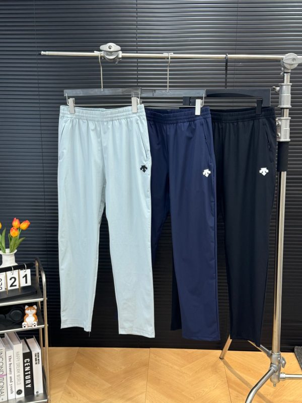 High Quality Descente Pants Black Silk Logo Luxury