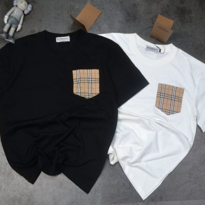 Premium Quality Burberry Short Sleeves Black Cotton Classic Collection