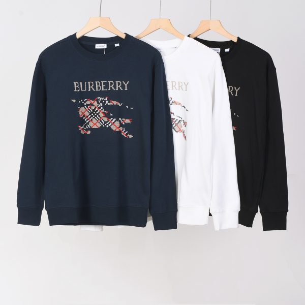 Luxury Burberry Sweatshirts Black Cotton Embroidery Style