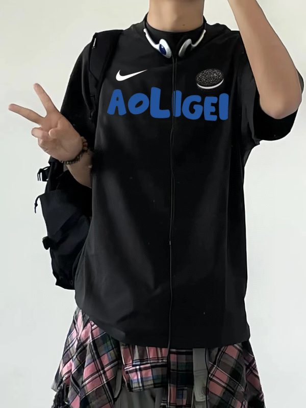 Best Selling Nike Short Sleeves Black Cotton Monogram Luxury