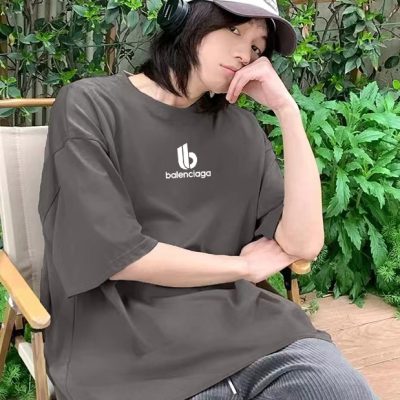 Premium Quality Balenciaga Short Sleeves White Cotton Monogram Style