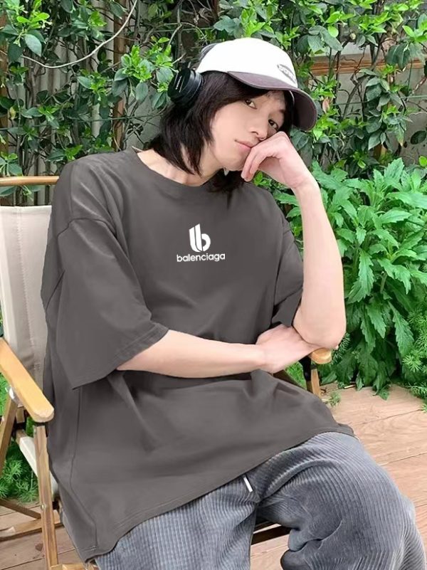 Premium Quality Balenciaga Short Sleeves White Cotton Monogram Style