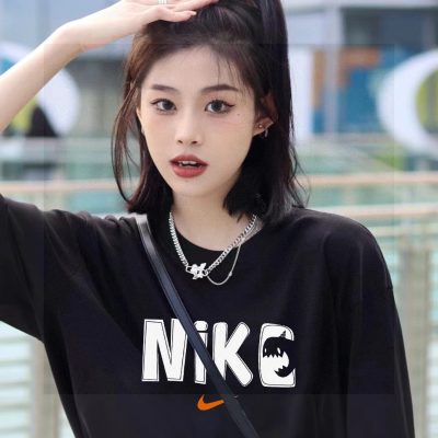 Premium Quality Nike Short Sleeves Black Cotton Logo Luxury