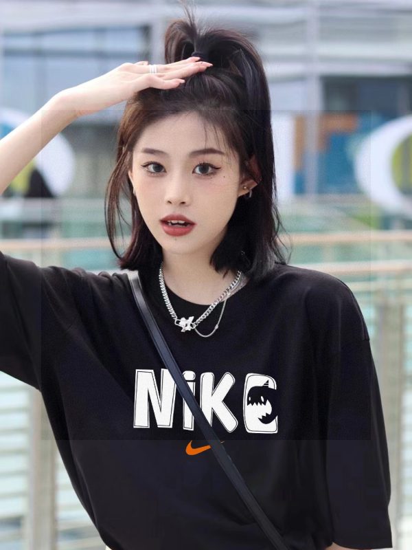 Premium Quality Nike Short Sleeves Black Cotton Logo Luxury