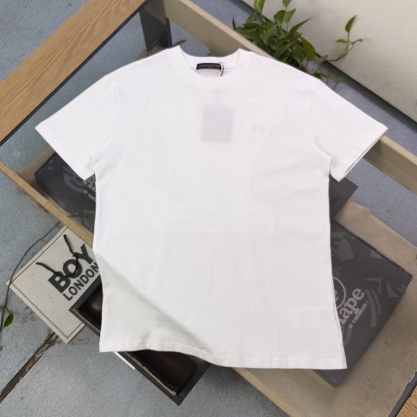 Premium Quality Louis Vuitton Short Sleeves Black Cotton Embroidered Style