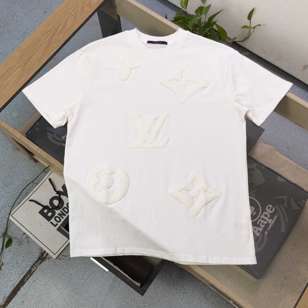 Premium Quality Louis Vuitton Short Sleeves Black Cotton Embroidered Style