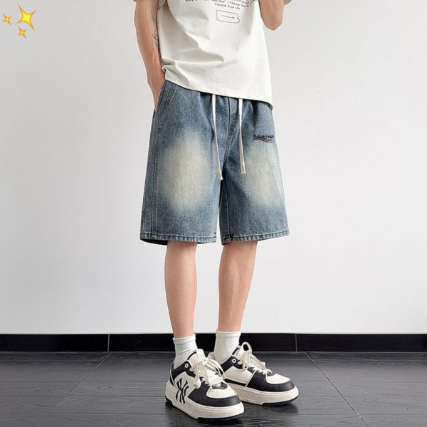 Premium Balenciaga Shorts Blue Denim Retro Luxury