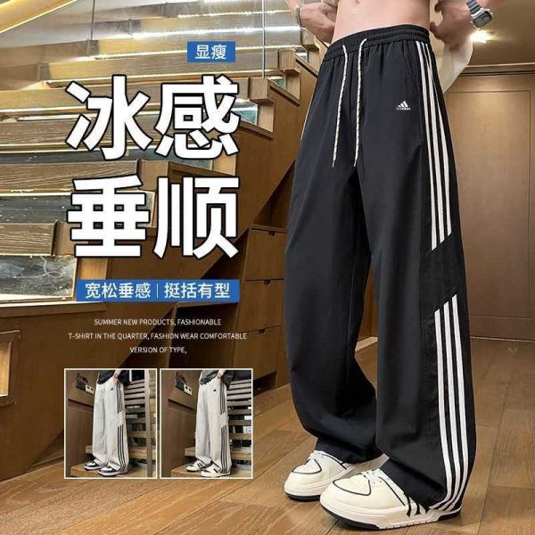 High Quality Adidas Casual Pants Black Silk Patchwork Collection