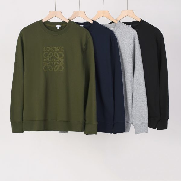 High Quality Loewe Sweatshirts Black Cotton Embroidery Style