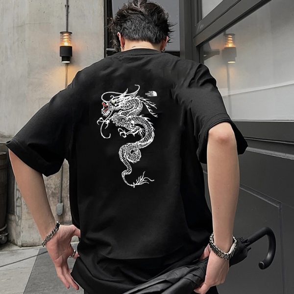 Premium Quality The North Face Face Short Sleeves Black Cotton Print Luxury