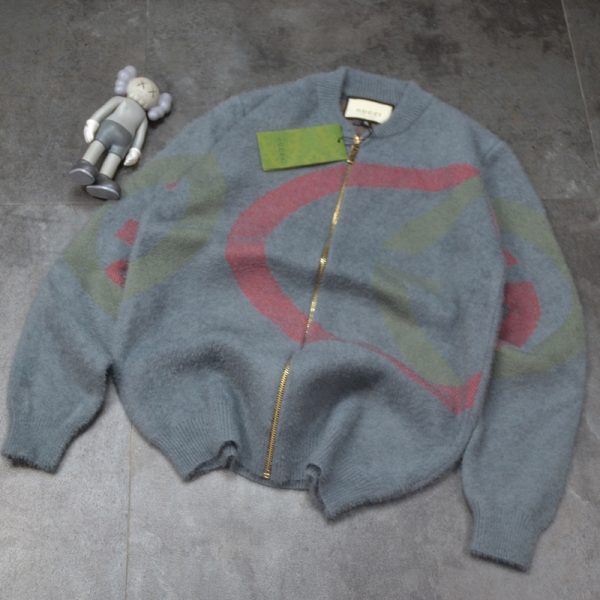 Premium Gucci Sweater Gray Wool Jacquard Luxury