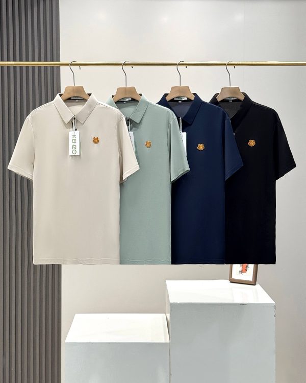 Luxury Kenzo Short-Sleeved T-Shirts Gold Cotton Embroidery Collection