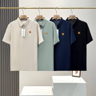 Luxury Kenzo Short-Sleeved T-Shirts Gold Cotton Embroidery Collection