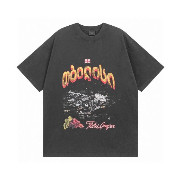 Premium Quality Balenciaga Short Sleeves White Cotton Print Luxury