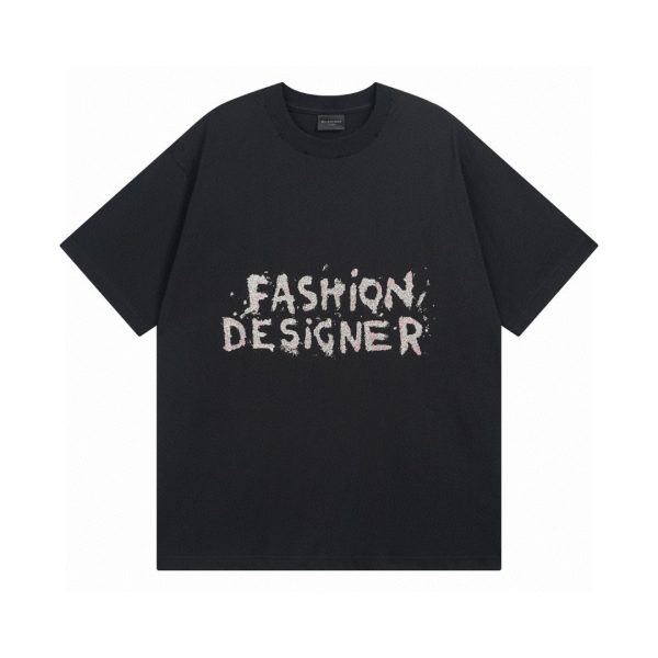Luxury Balenciaga Short Sleeves Gold Cotton Distressed Luxury