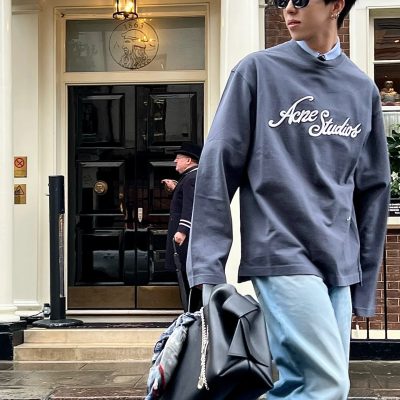 Premium Quality Acne Studios Long Sleeves Pink Logo Style
