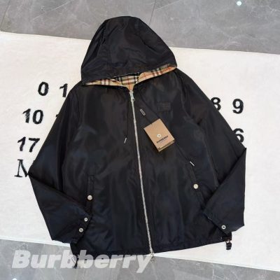 High Quality Burberry Coats Black Polyester Classic Luxury