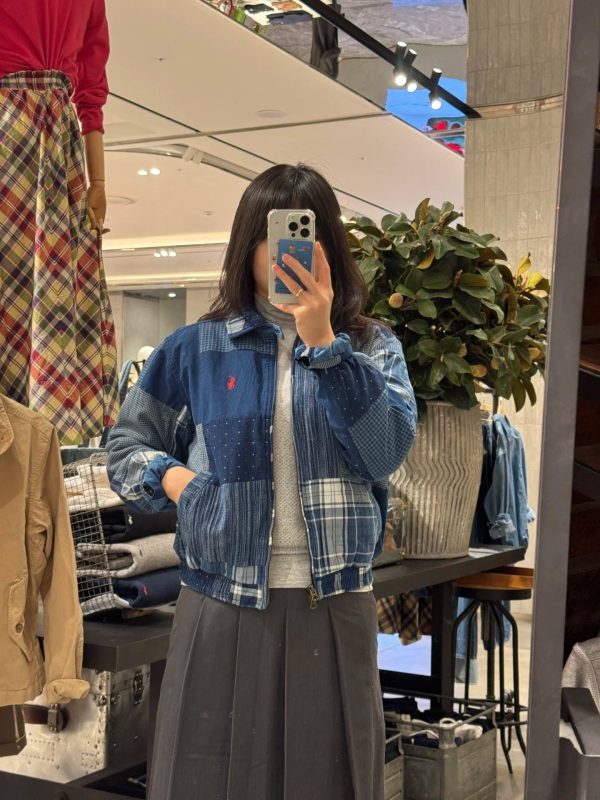 High Quality Ralph Lauren Coat Multicolor Canvas Patchwork Style