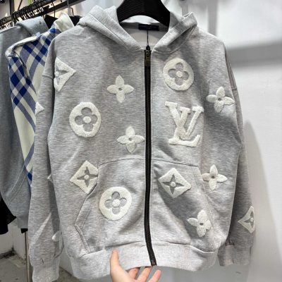Premium Quality Louis Vuitton Coats Gray Embroidery Luxury