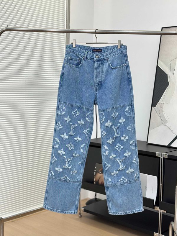Best Selling Louis Vuitton Jeans Blue Denim Washed Style