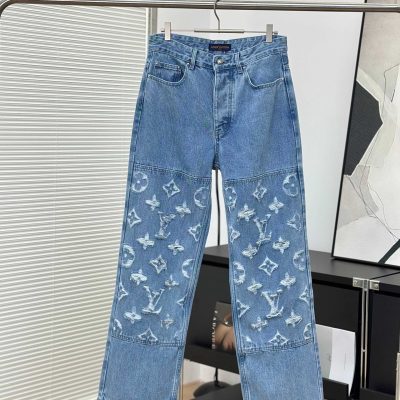 Best Selling Louis Vuitton Jeans Blue Denim Washed Style