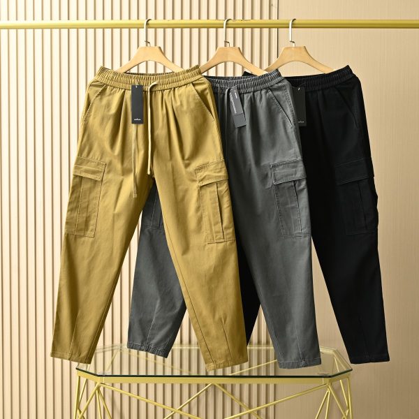 Premium Stone Island Casual Pants Black Cotton Classic Style