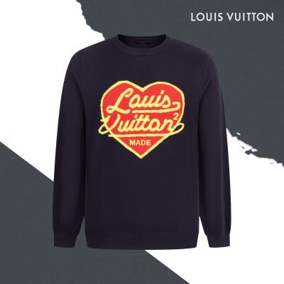 Premium Louis Vuitton Sweater Black Knit Logo Luxury