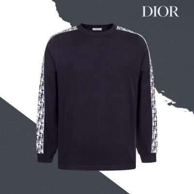 Premium Dior Sweater Navy Knit Monogram Style