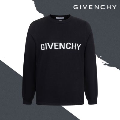 Luxury Givenchy Sweater Black Knit Logo Style