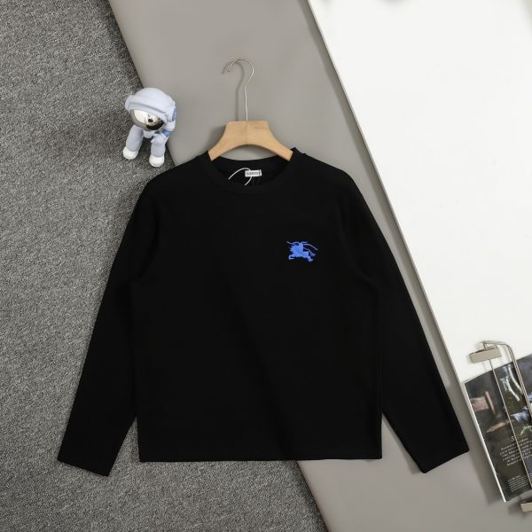 Luxury Burberry Base Shirt Black Cotton Embroidered Collection
